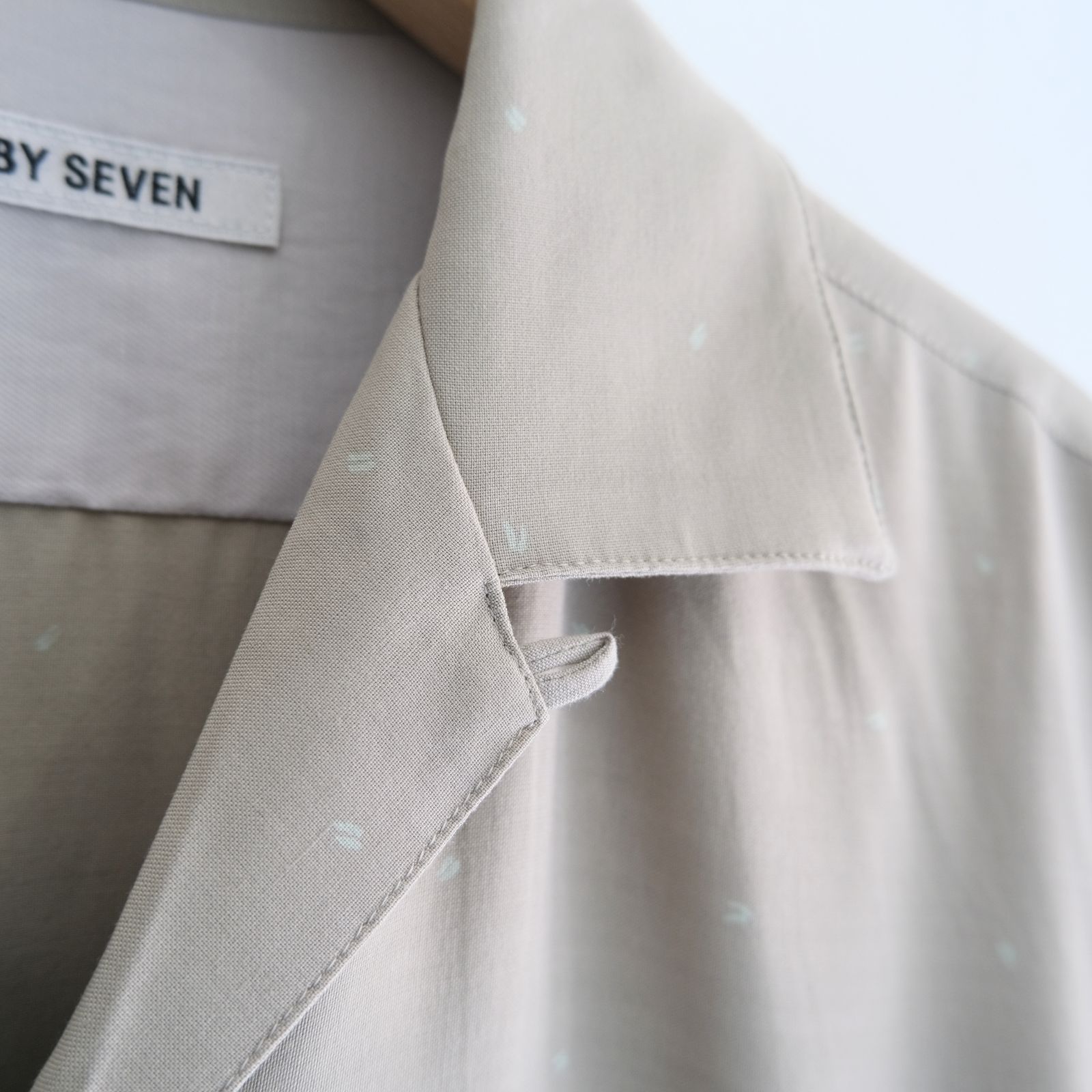 OPEN COLLAR SHIRTS  - Botanical print -（Gray Khaki）