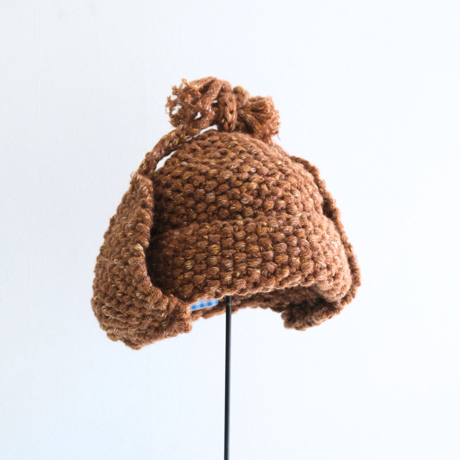 WOOL MIX HAND KNIT 2WAY HAT（BROWN）