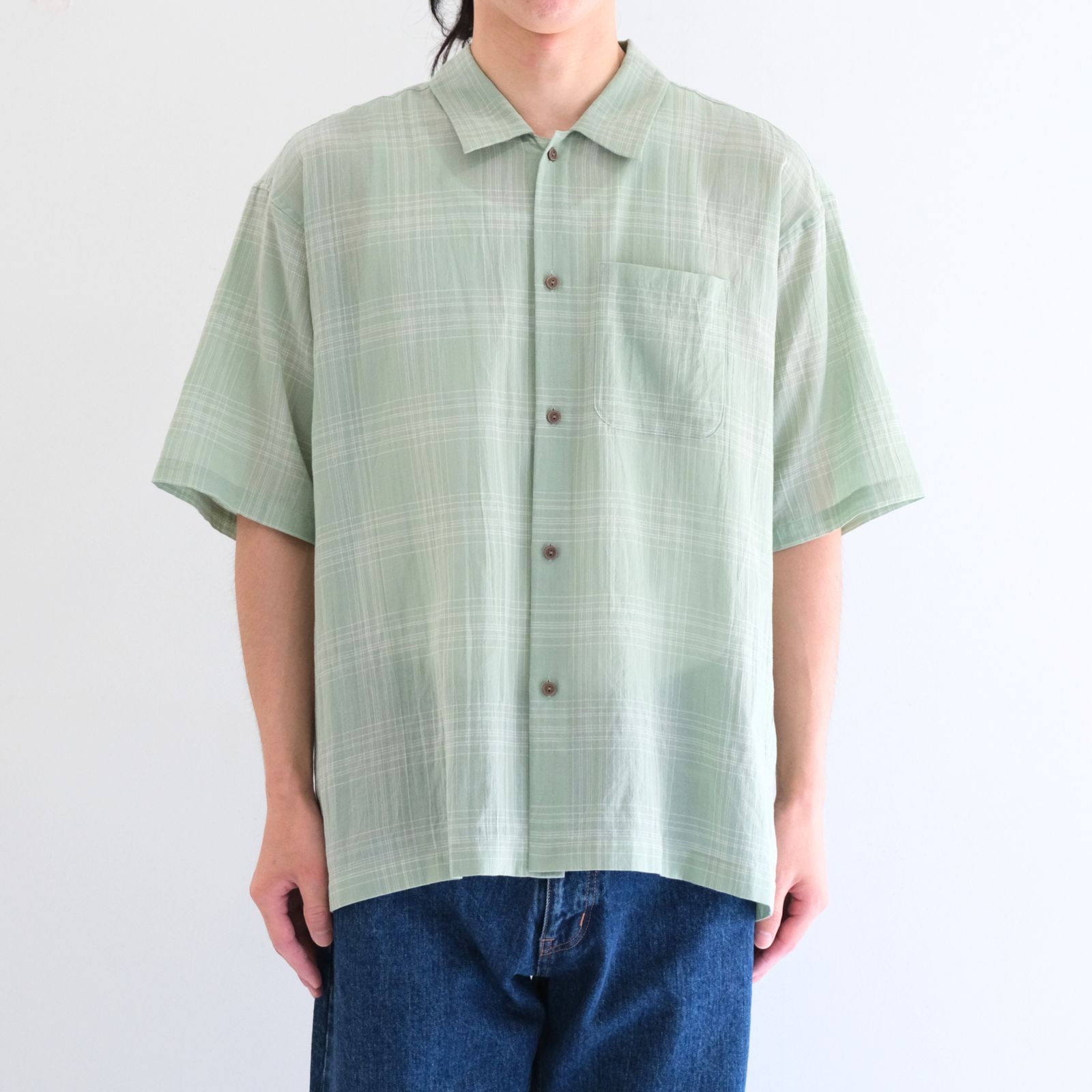 "MERCED" Sheer Through Shirt （MINT）