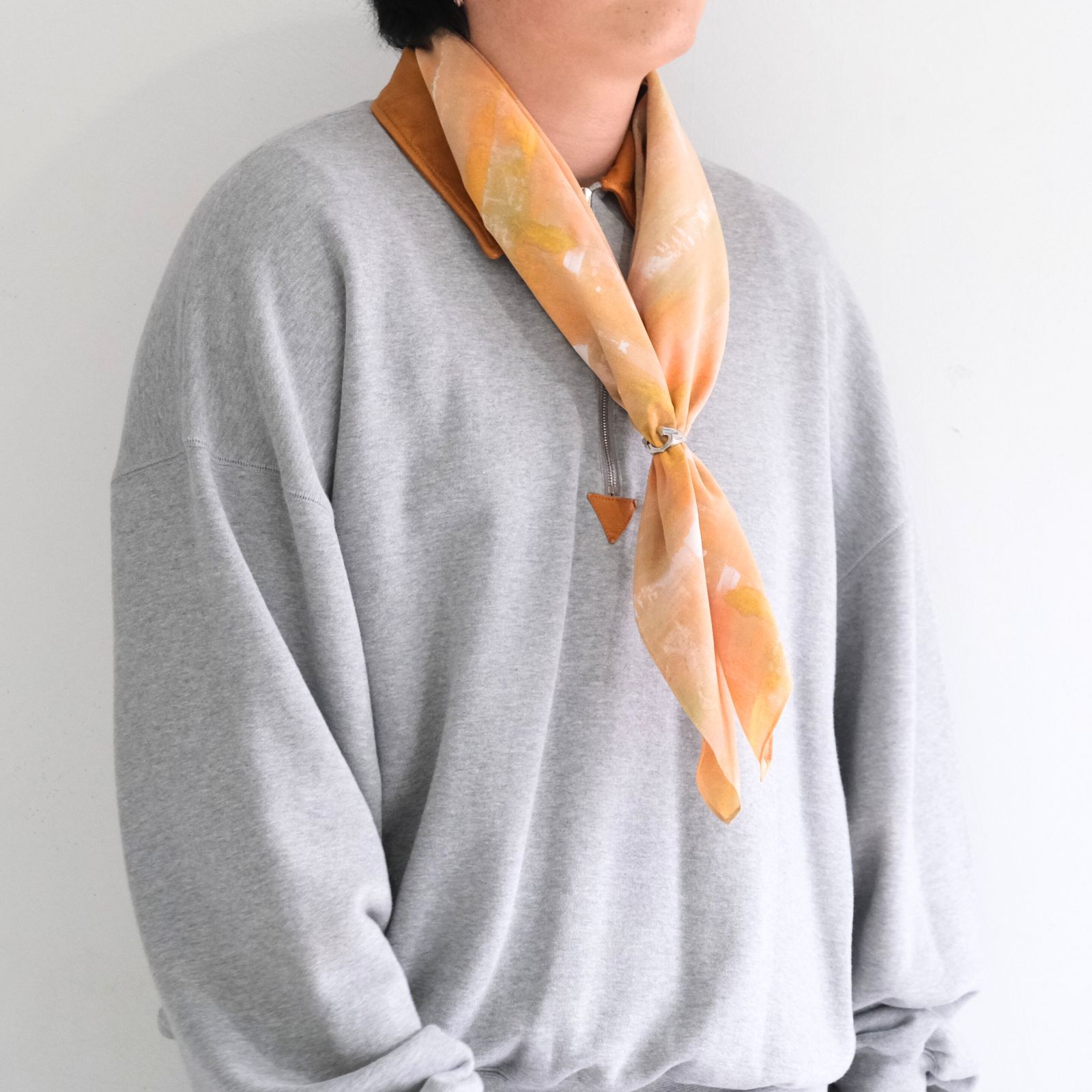 "ESSENTIAL".02 Graphic Printed Scarf / スカーフ / ORANGE