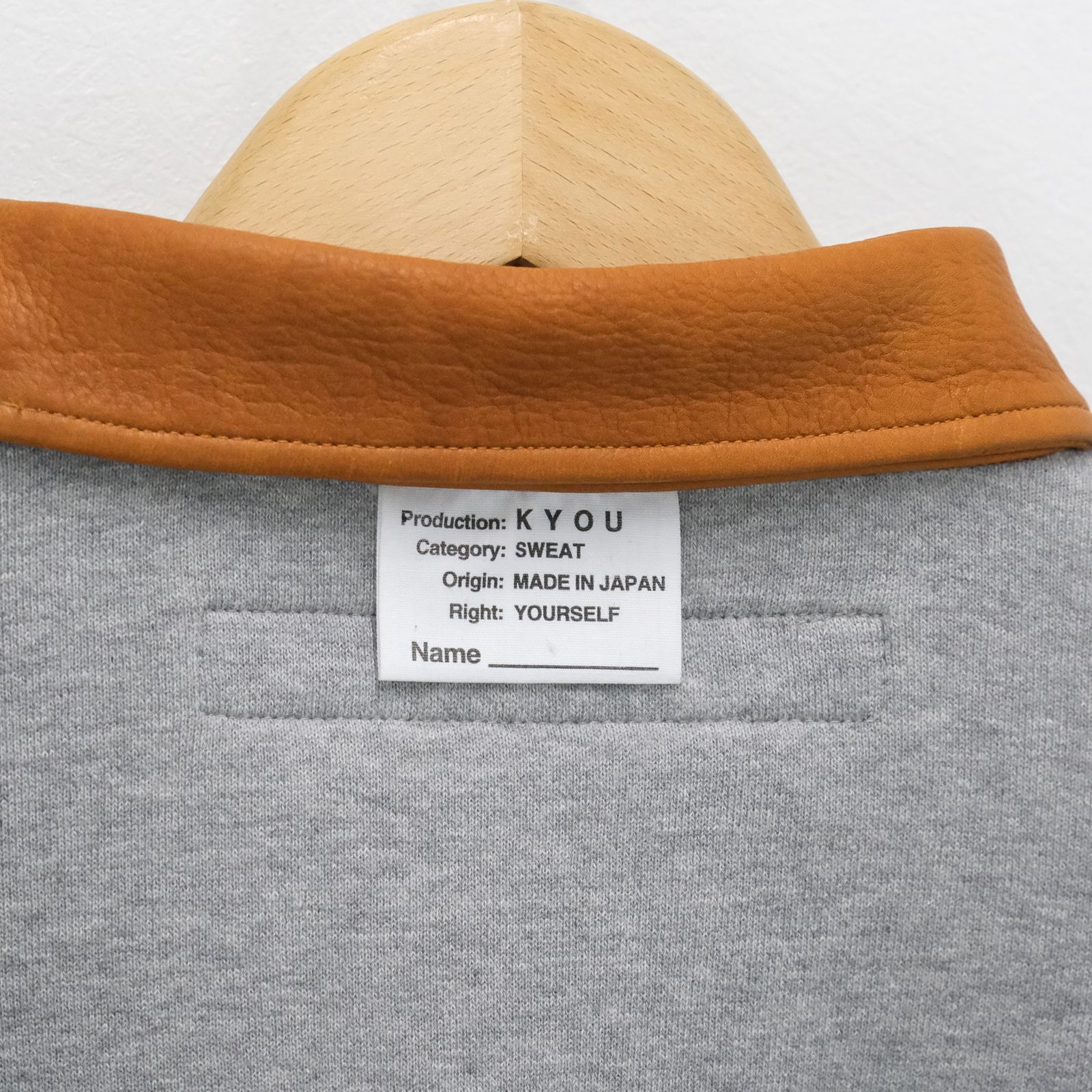 "BROTHERS" Leather × Original Supima Aging Cotton Sweat / ハーフジップ / スウェット / レザー / グレー