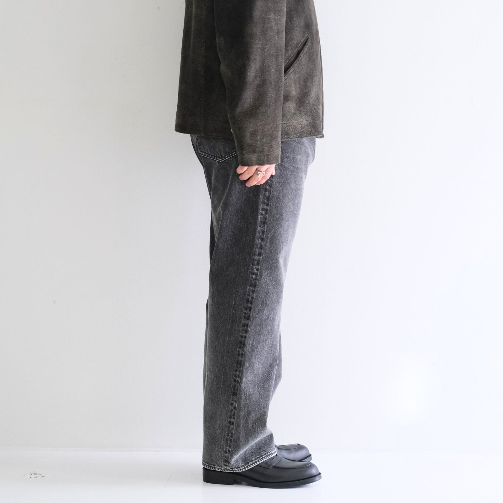VINTAGE WASHED SELVEDGE BLACK DENIM 5P PANTS / パンツ / デニム / 5ポケット / FADED BLACK