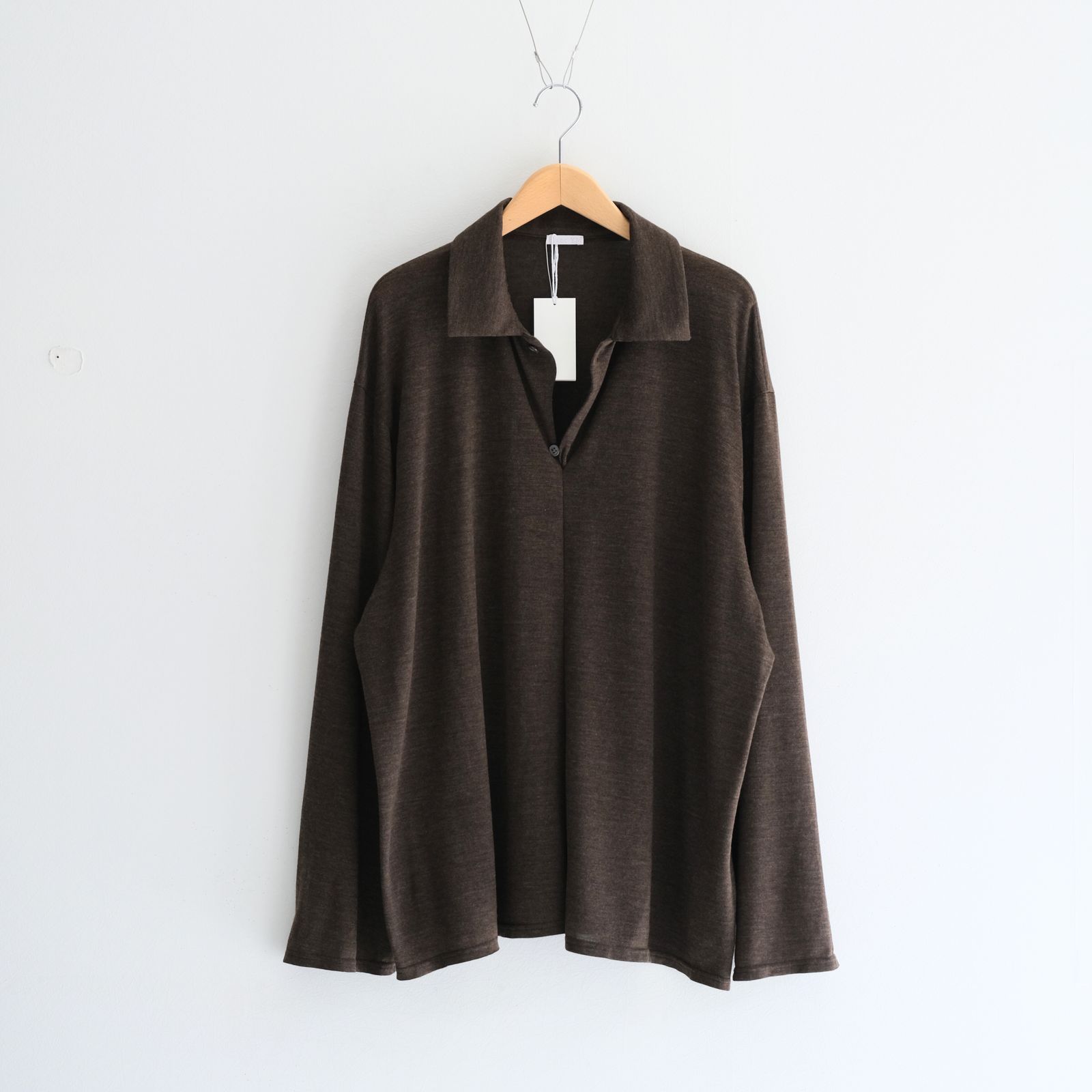 Wool Jersey Twisted polo Shirts / ポロシャツ / Brown