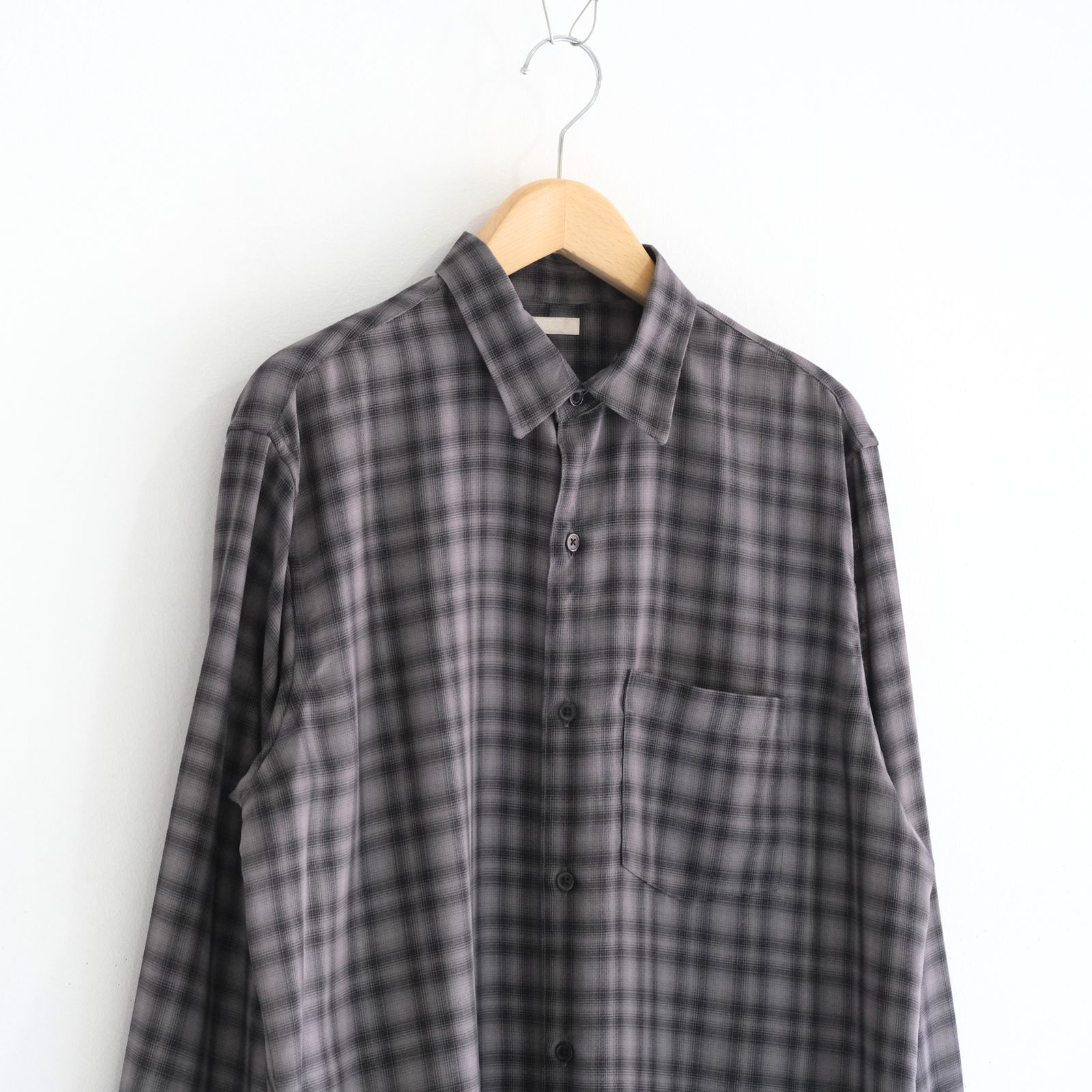 SUPER LIGHT FADED CHECK SHIRT（BLACK / GREY）