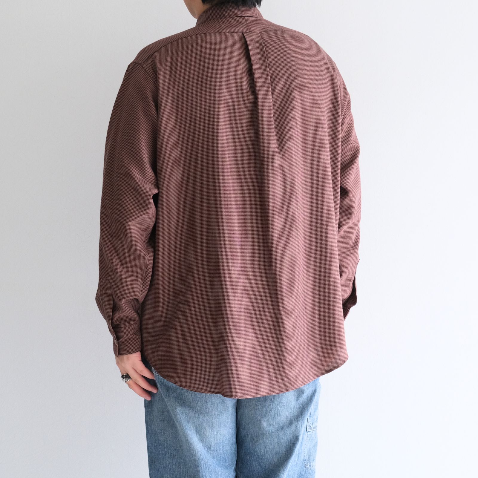 RAYON LINEN CHECK SHIRT / レーヨンリネンチェックシャツ（BROWN / BLACK）