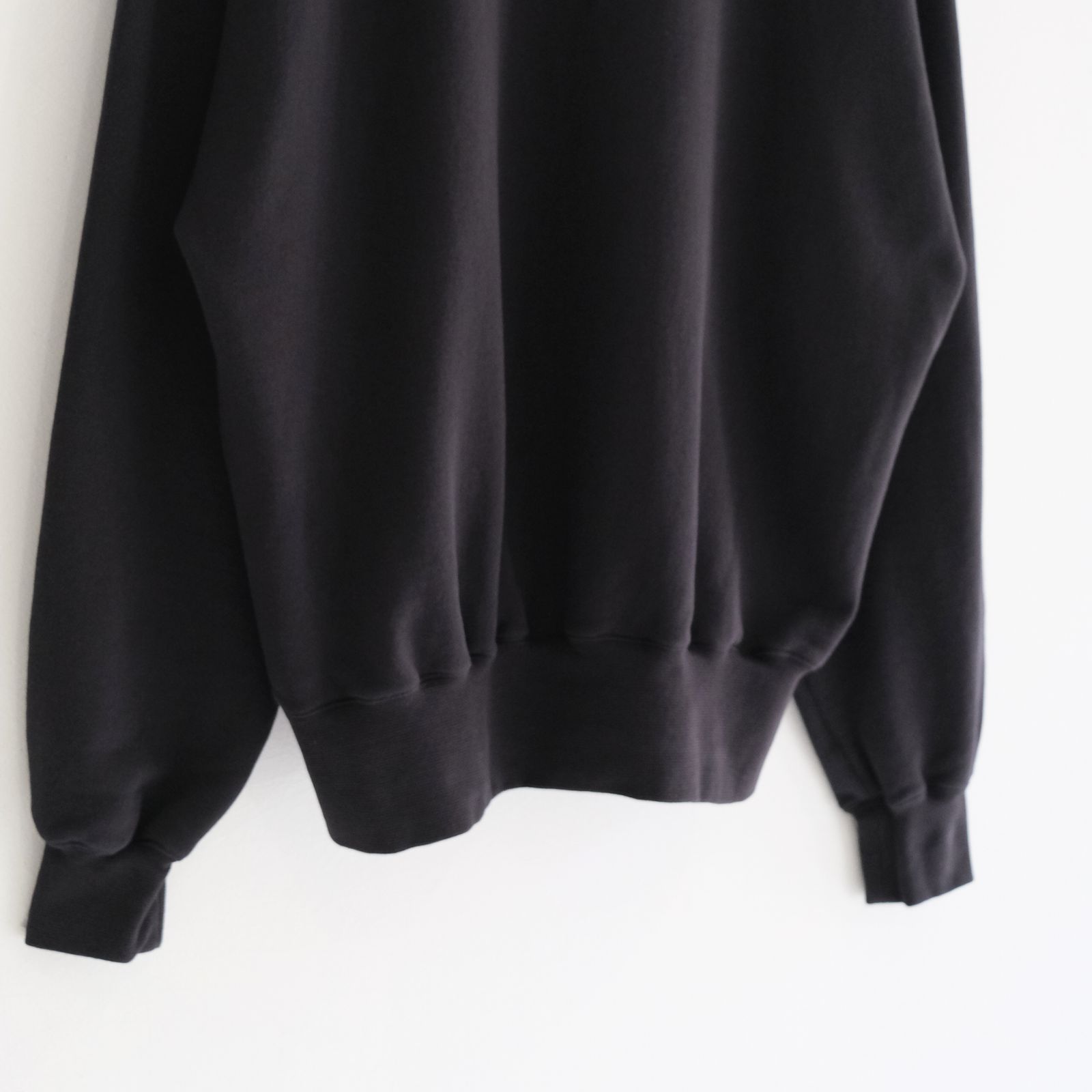 "BROTHERS" Leather × Original Supima Aging Cotton Sweat / ハーフジップ / スウェット / レザー / BLACK