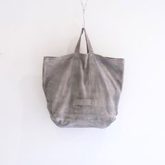 LEATHER TOTE BAG  - Cow split leather -（Gray）