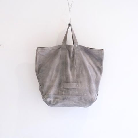 LEATHER TOTE BAG  - Cow split leather -（Gray）