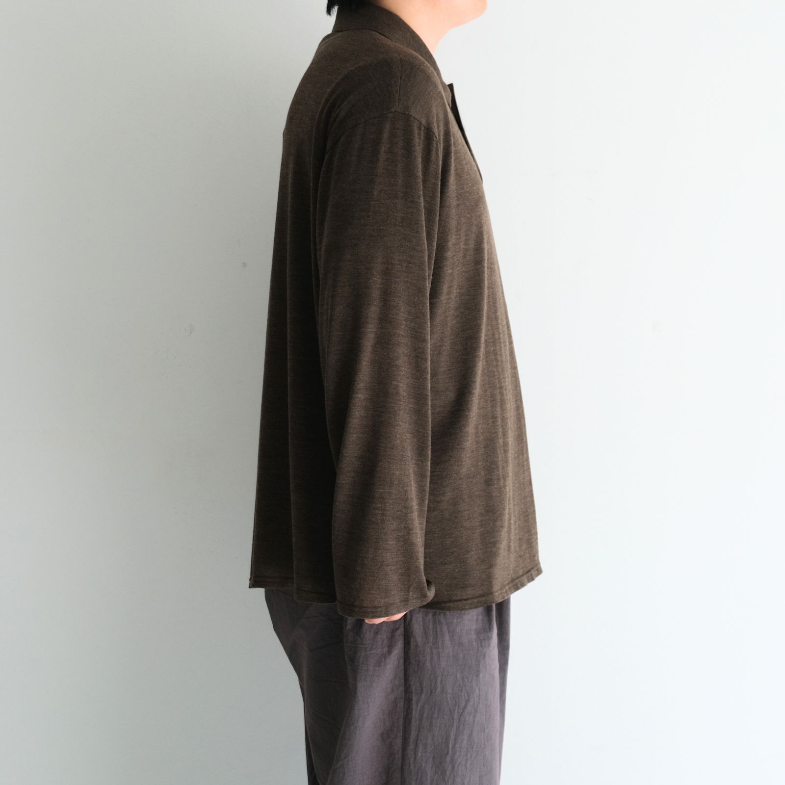Wool Jersey Twisted polo Shirts / ポロシャツ / Brown