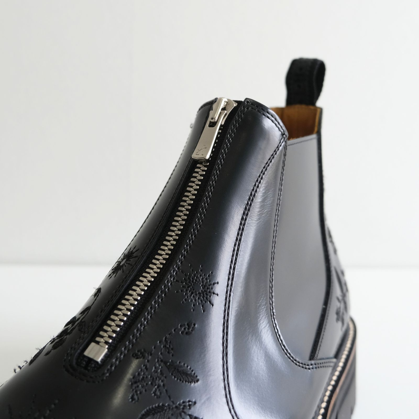 "HUNTER" Embroidered Front-zip Hunting Boots by HARUTA（BLACK）