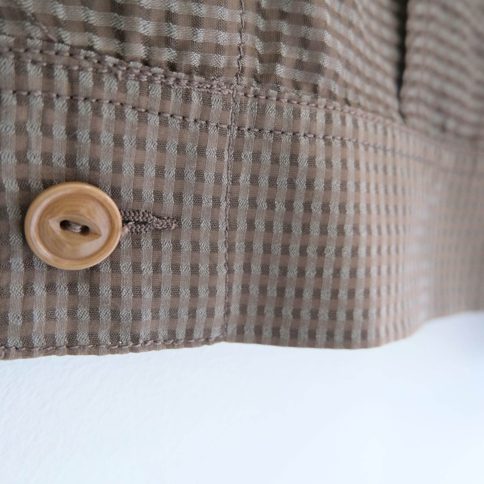 Lee / SEVEN BY SEVEN / SHEER COWBOY JACKET ‐Gingham Check Indian fabric‐ （Greige）