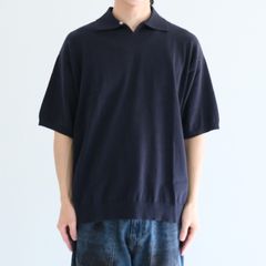 Knitted Polo Shirt /  ニット ポロ シャツ（NAVY）