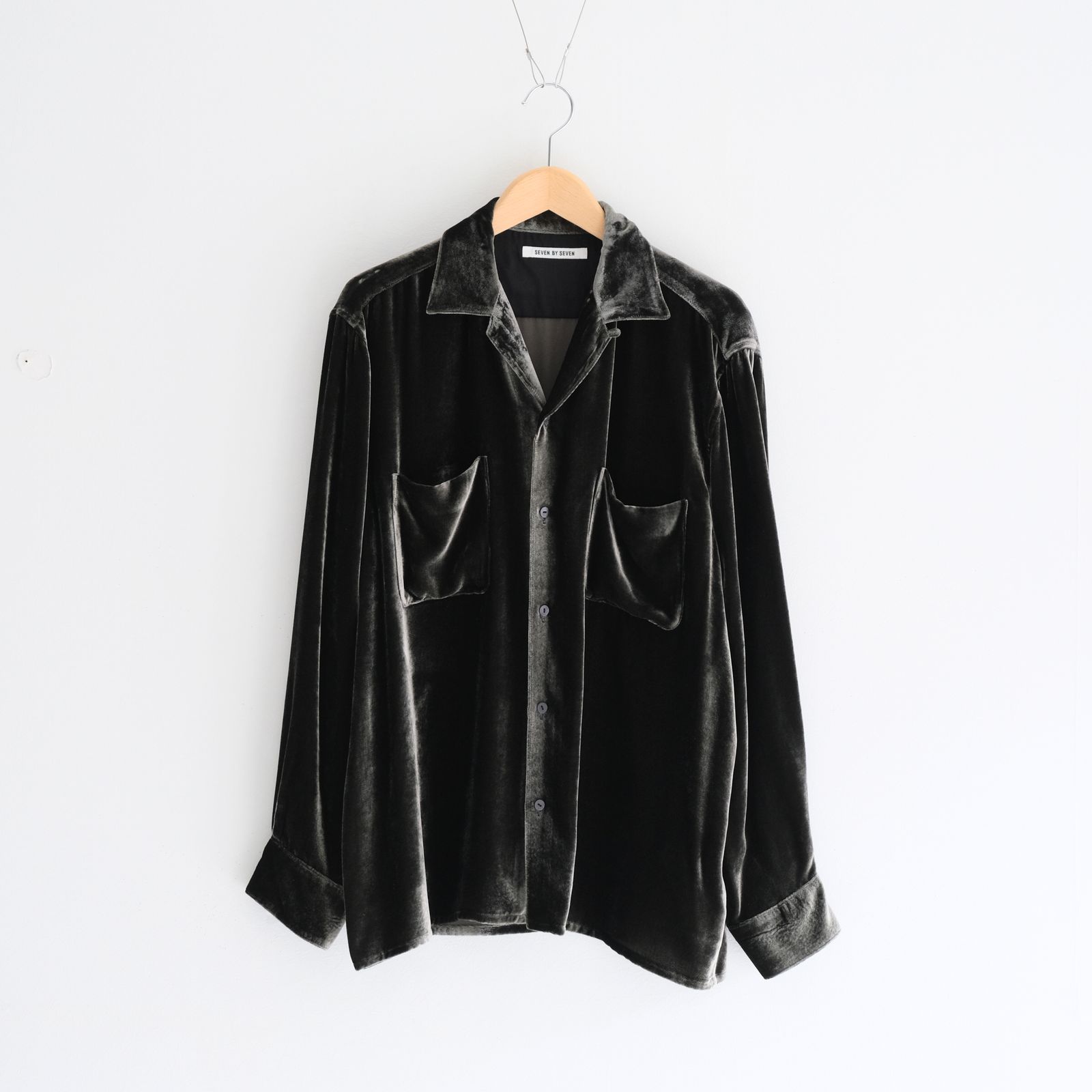 VELVET OPEN COLLAR SHIRTS ‐Silk Rayon‐ / シャツ / 開襟シャツ / シルク / レーヨン / ベルベット / Black