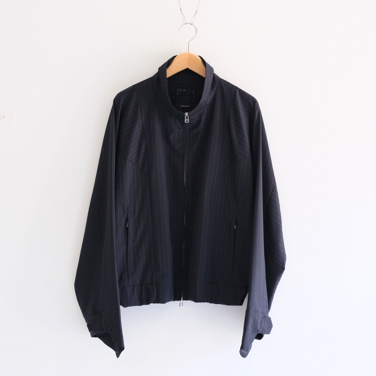 Merino Wool Stand Collar Blouson / メリノウール スタンドカラー ブルゾン（NAVY STRIPE）