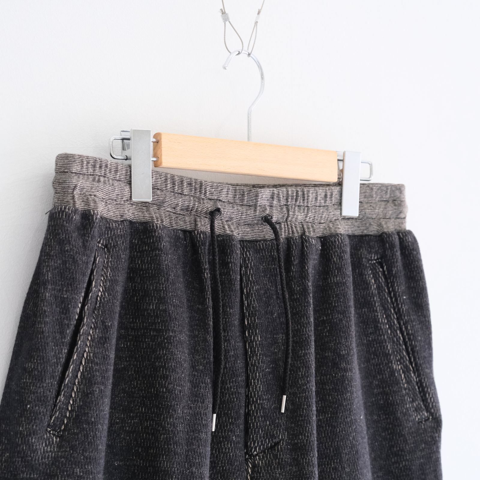 THERMAL SHORT PANTS - Mixed “UNSTAINED” yarn - / ショーツ / パンツ / BLACK