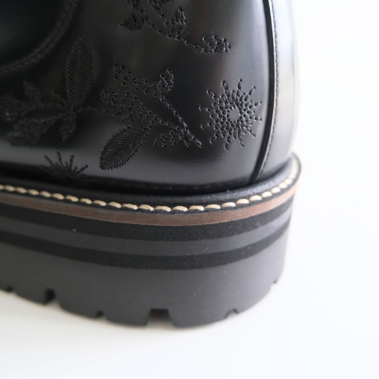 "HUNTER" Embroidered Front-zip Hunting Boots by HARUTA（BLACK）
