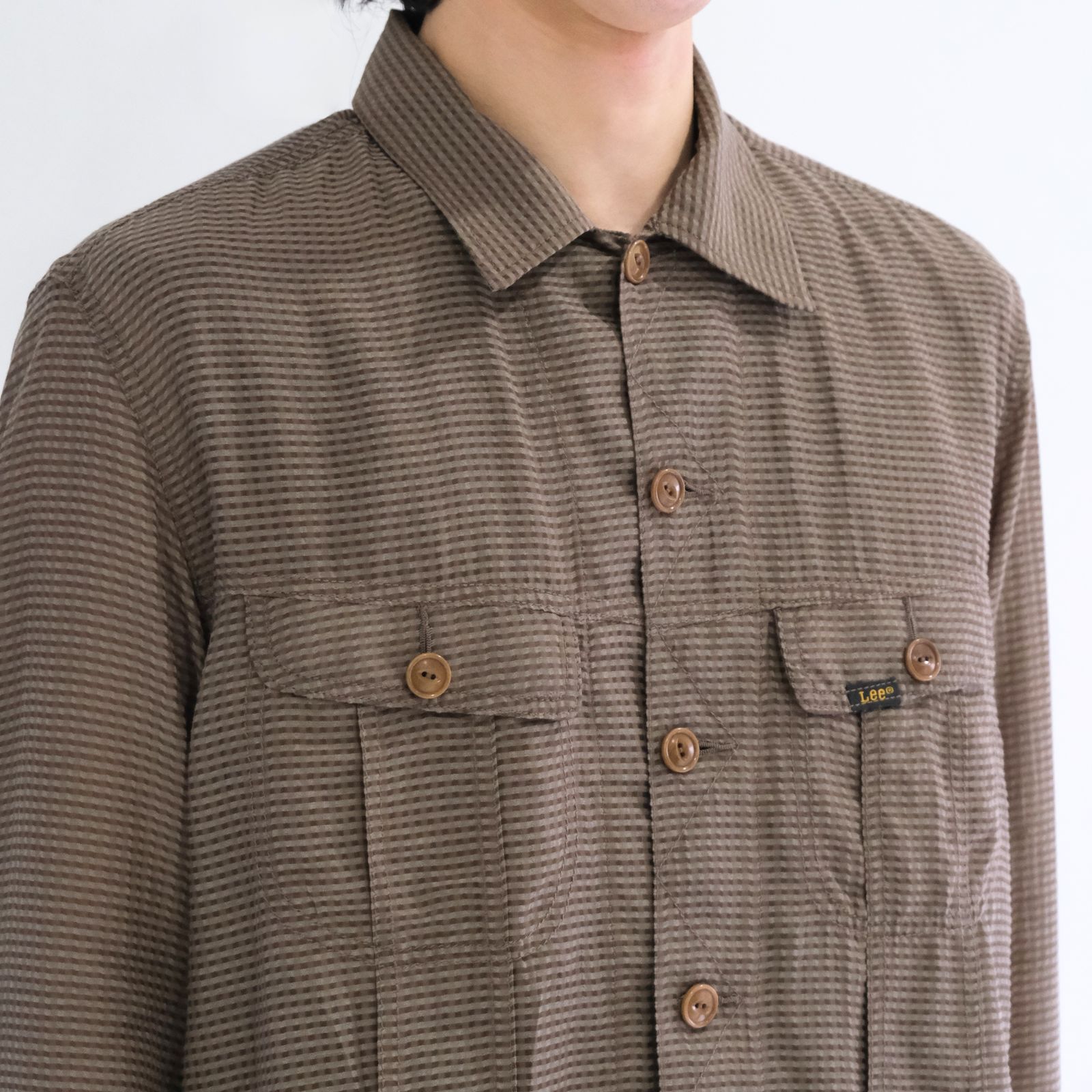 Lee / SEVEN BY SEVEN / SHEER COWBOY JACKET ‐Gingham Check Indian fabric‐ （Greige）