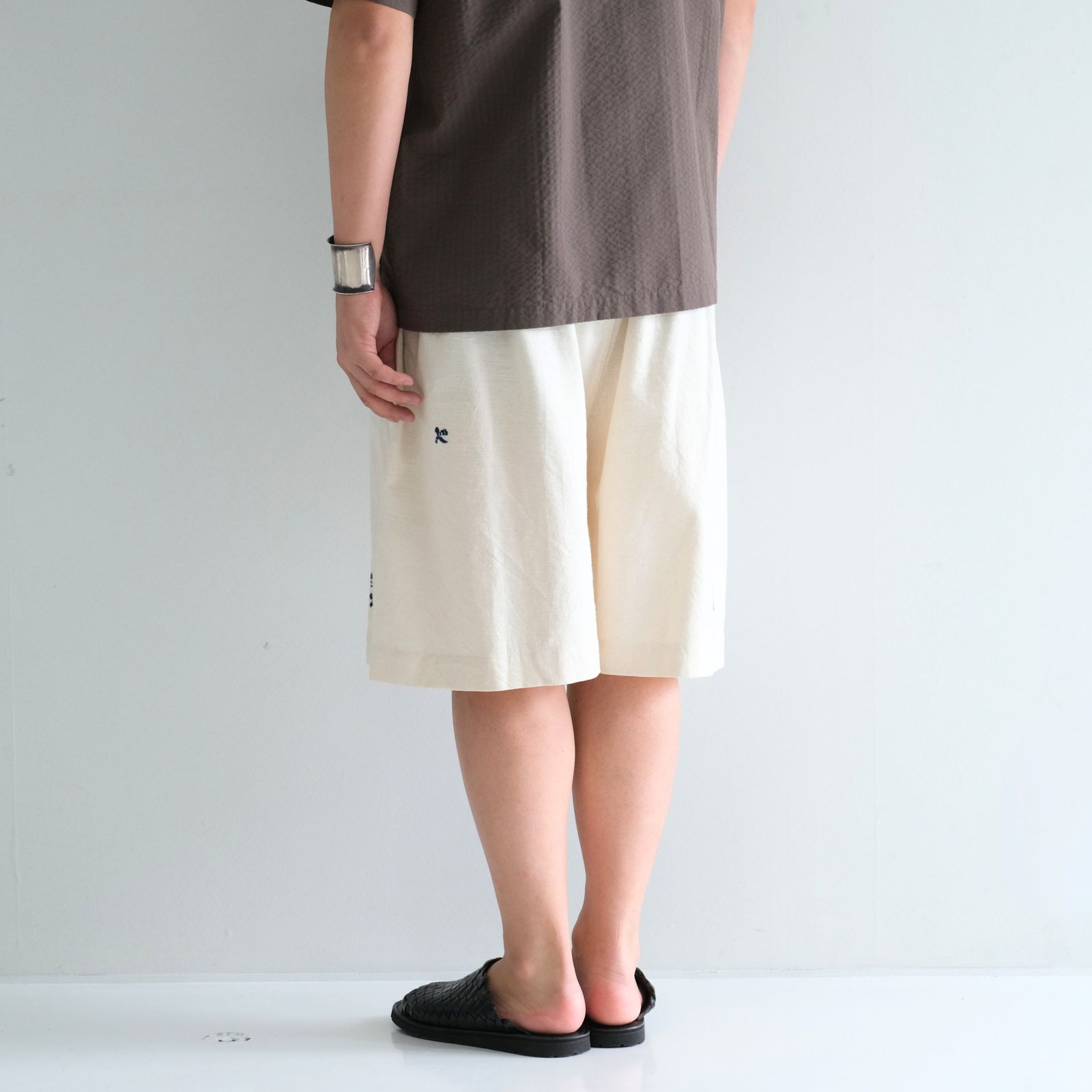 BRIDGE SHORTS / ショーツ / 手刺繍 / ECRU INTERRUPTED RIBBON