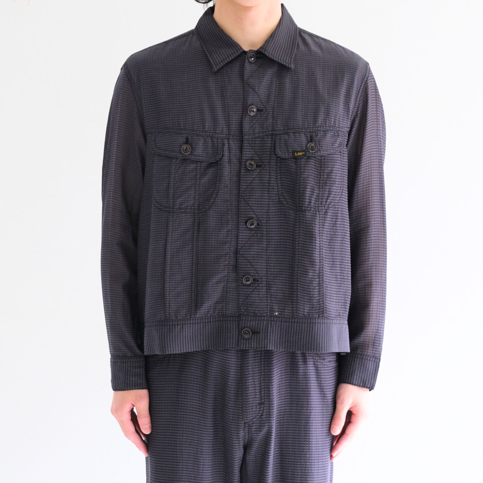 Lee / SEVEN BY SEVEN / SHEER COWBOY JACKET ‐Gingham Check Indian fabric‐ （Navy）