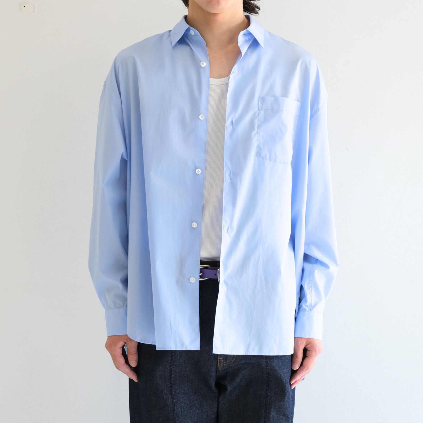 Broad Cotton Wide Shirts（Sax Blue）