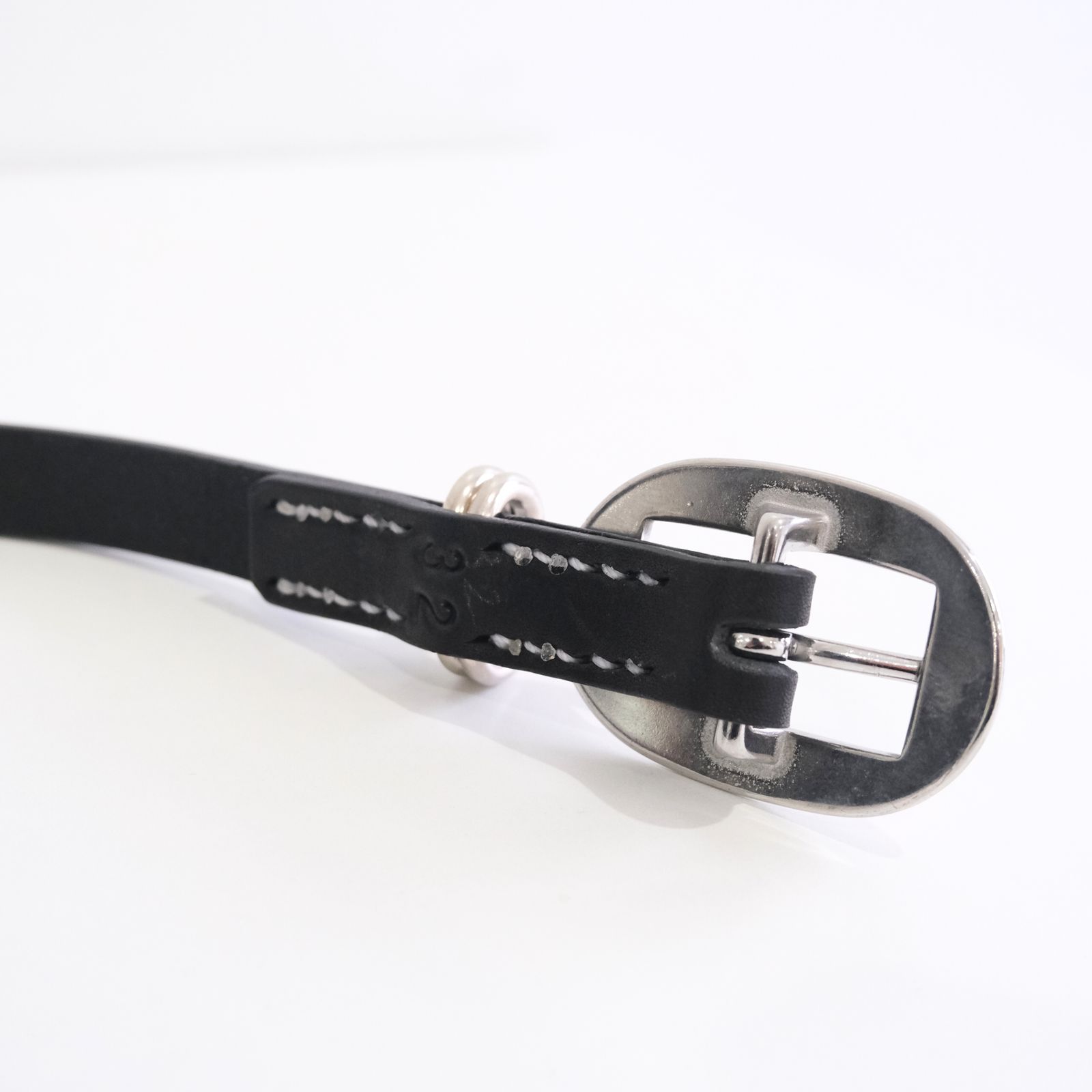 CART BUCKLE NARROW LEATHER BELT / ベルト / レザーベルト / Rooster King＆Co., / Cow leather / 牛革 / Black