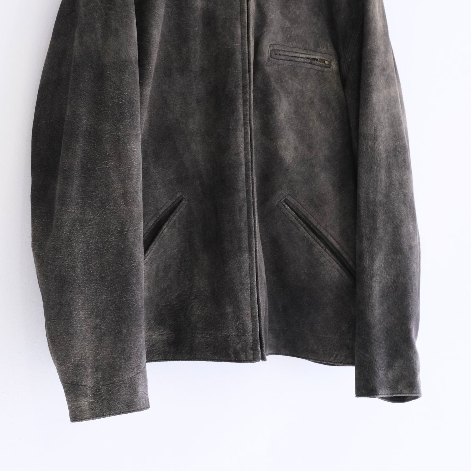 LEATHER DETROITJACKET ‐Goat suede Antique finish‐ / レザージャケット / ゴートレザー / アンティーク加工 / Black