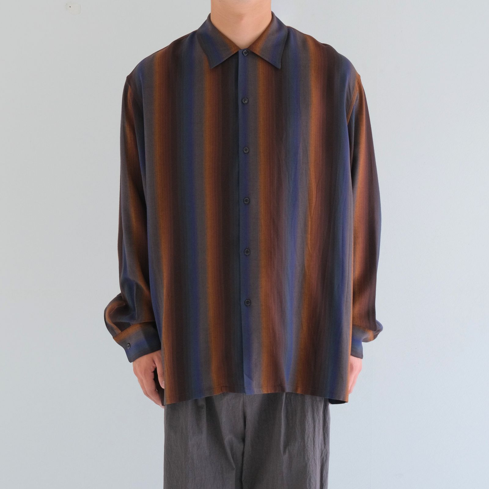 LOOSE SHIRTS ‐Wool Rayon Gradetion stripe‐ / シャツ / ストライプ