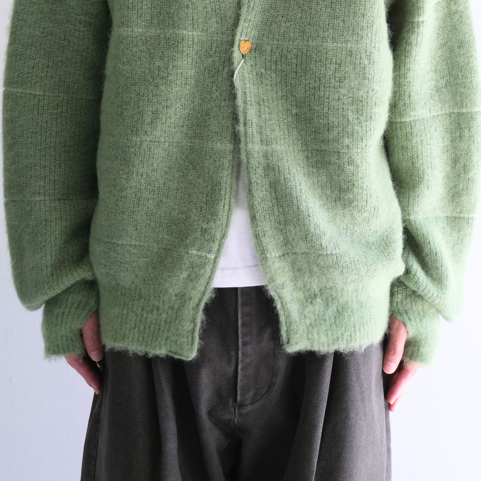 THE SUNNY - 【残り1点】MOHAIR BOARDER CARDIGAN（GREEN） | iko