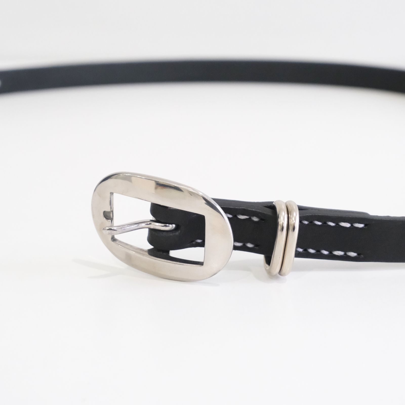 CART BUCKLE NARROW LEATHER BELT / ベルト / レザーベルト / Rooster King＆Co., / Cow leather / 牛革 / Black
