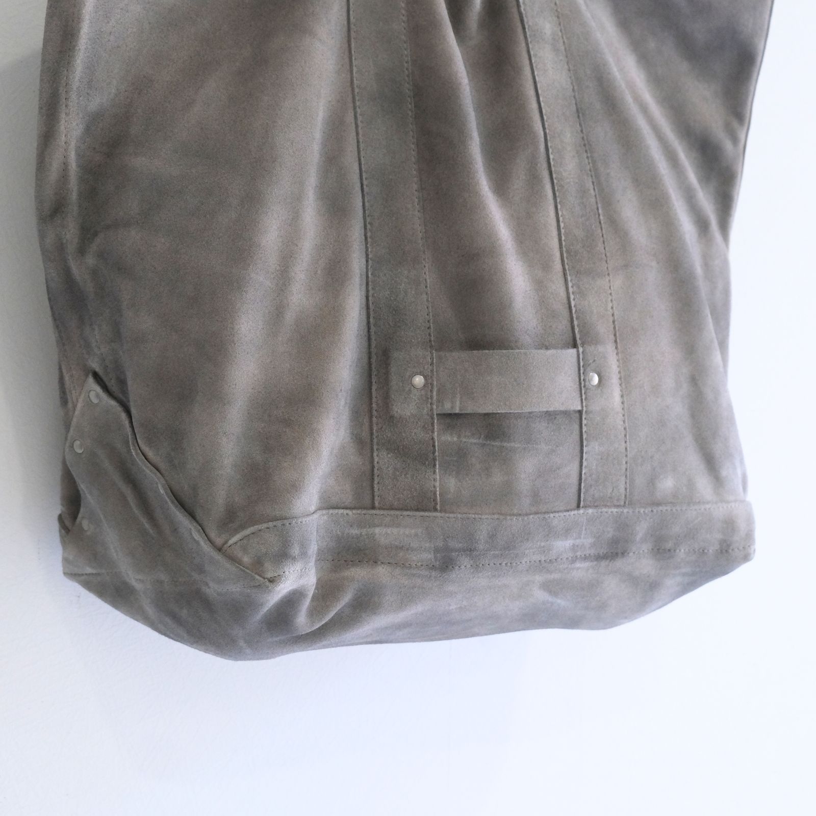 LEATHER TOTE BAG  - Cow split leather -（Gray）