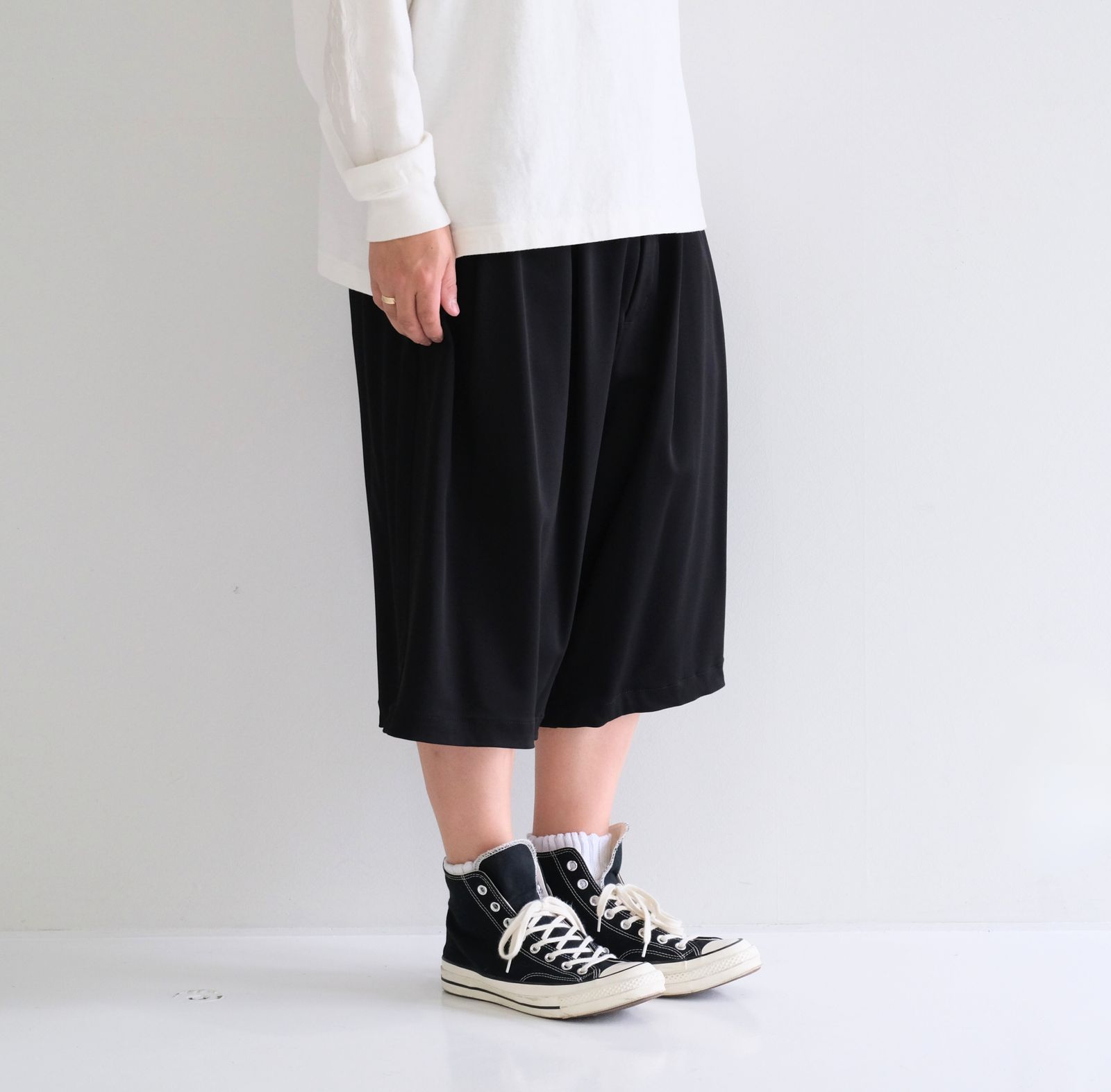 Wide Baggy Twill Short Pants / パンツ / ショーツ / バギー / Black