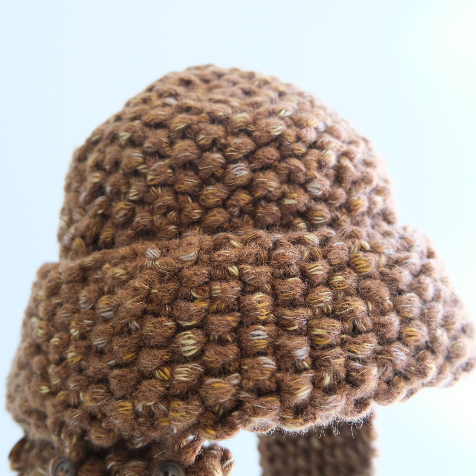 WOOL MIX HAND KNIT 2WAY HAT（BROWN）