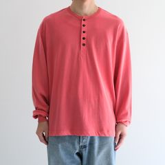 FADED TWIST TENJIKU HENLEY-NECK TOP / フェードツイスト天竺ヘンリーネックトップ（RED）