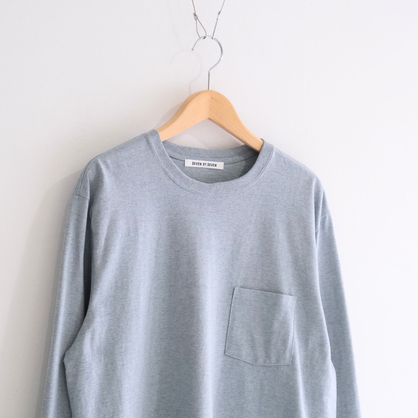 WRAP AROUND POCKET TEE L/S - Raffy plainstitch - / ロンT / ロングスリーブTシャツ / ラフィー / Blue