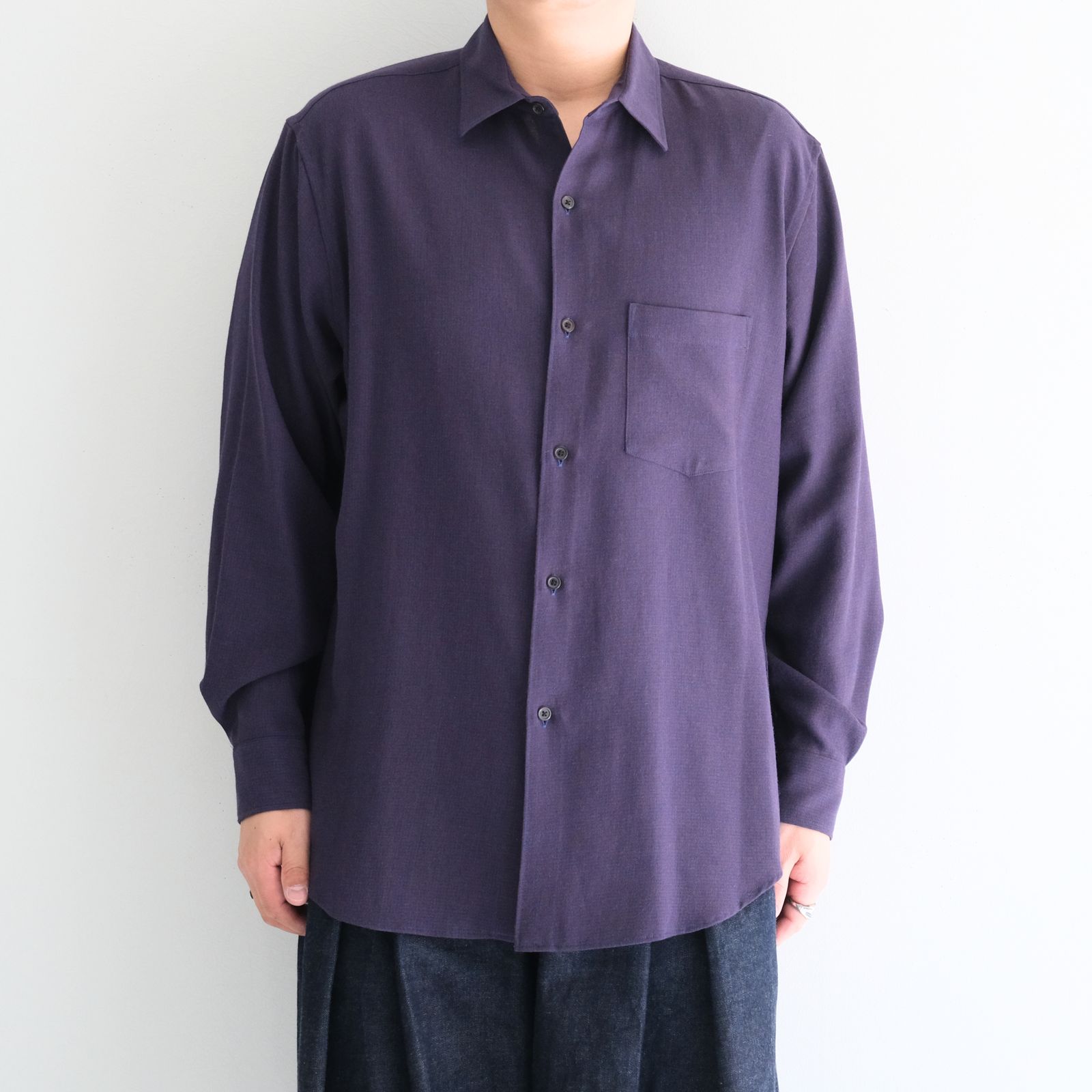 RAYON LINEN CHECK SHIRT / レーヨンリネンチェックシャツ（BLUE / BROWN）