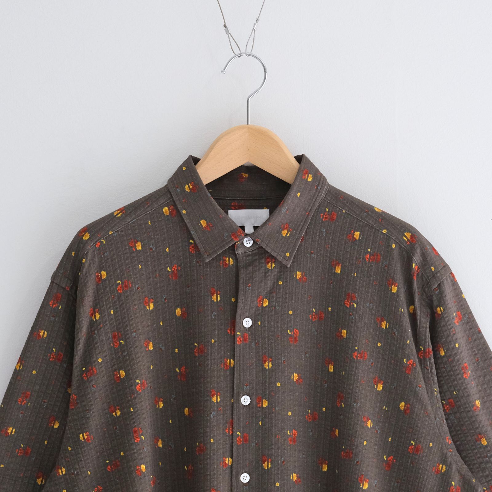 36G Linen Sucker Flower Atmosphere S/S Shirt / シャツ / 半袖 / ニットサッカー生地 /  KHAKI