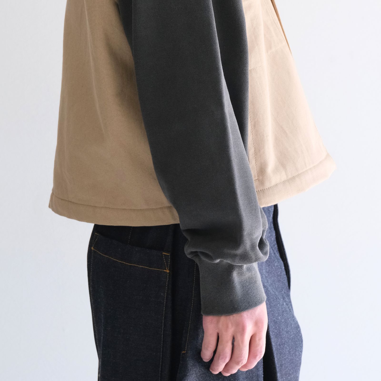 【残り1点】WORK VEST - Duck / Native Border Knit Lining -（Beige）