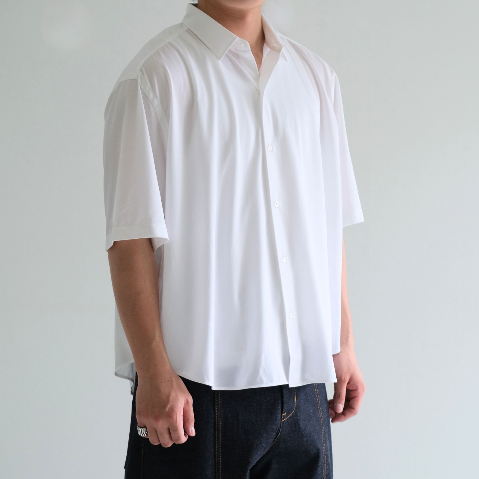 KANEMASA カネマサ 半袖シャツ KANEMASA | カネマサ 46G Atmosphere Stripe SS Shirt(GRAY