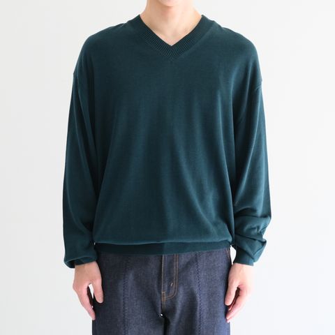 Current Silk V-neck Knit / カレント シルクVネックニット（Forest）
