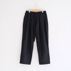 TUCK EASY PANTS - Silk / Wool - / パンツ / イージーパンツ / ウール / シルク / Navy