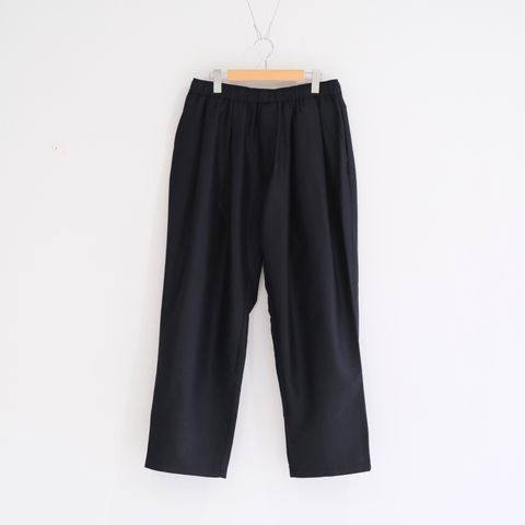 TUCK EASY PANTS - Silk / Wool - / パンツ / イージーパンツ / ウール / シルク / Navy