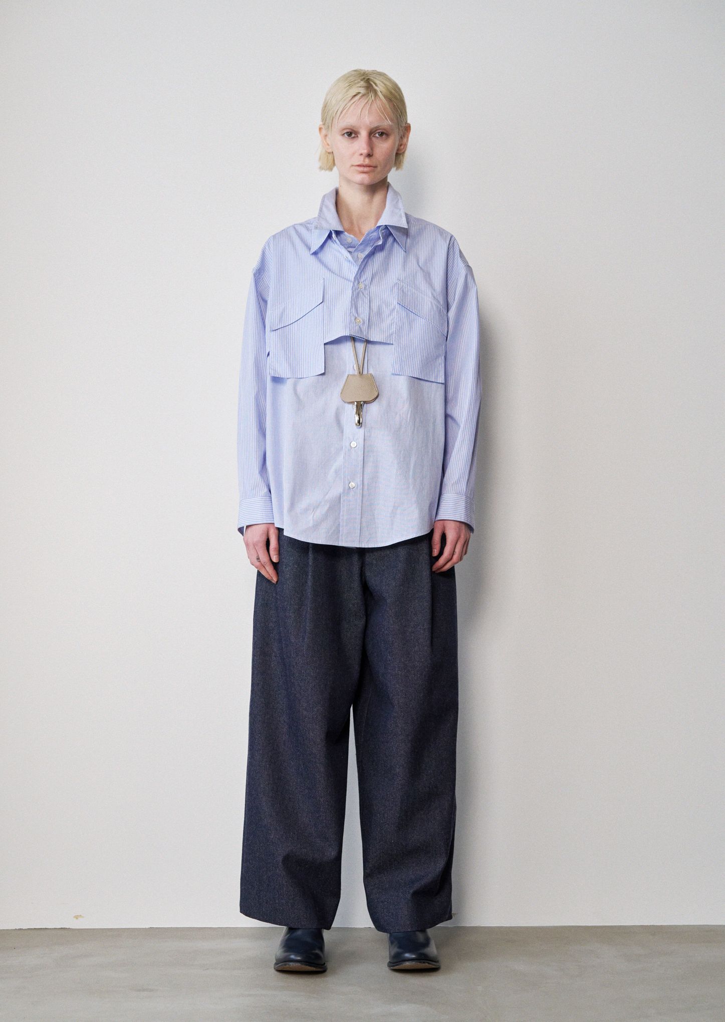 【入荷時期：2026年8-9月頃】Layered Shirt / レイヤード シャツ（Sax Stripe）