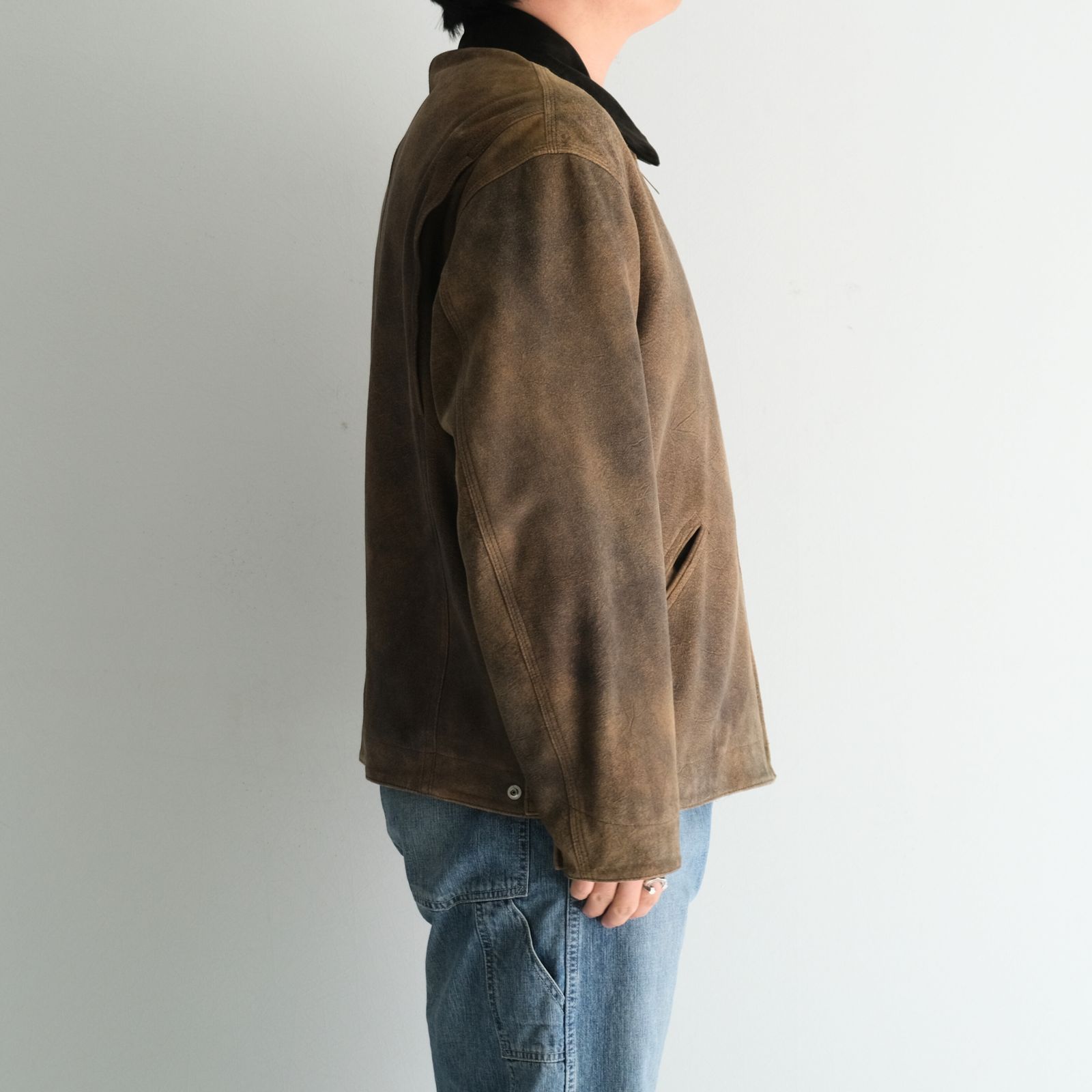 LEATHER DETROITJACKET ‐Goat suede Antique finish‐ / レザーデトロイトジャケット ‐ゴートスエード アンティークフィニッシュ‐（Beige）