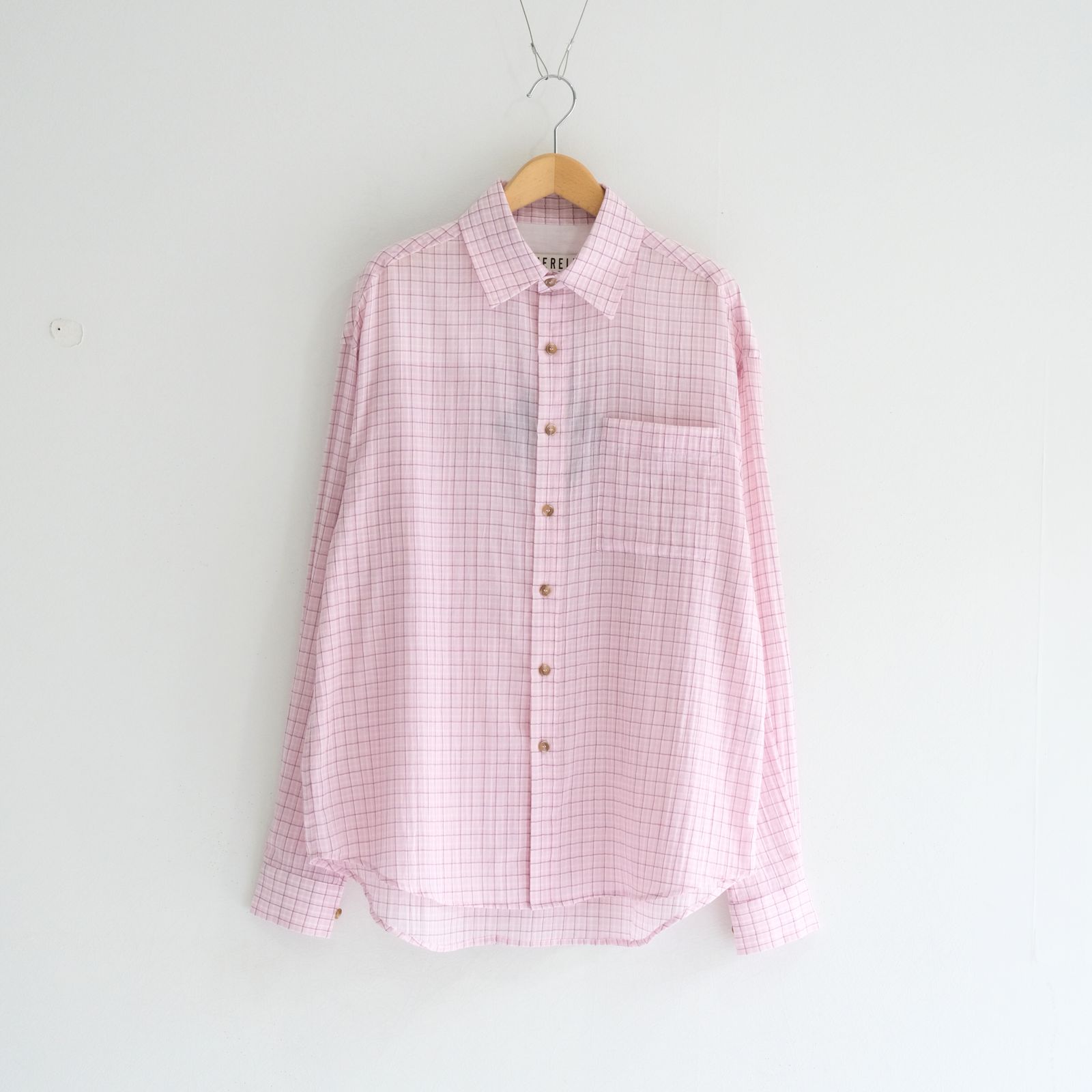 PREMIUM RONACHECK WRINKLE OVER SIZED SHIRTS / シャツ / LEMONADE PINK
