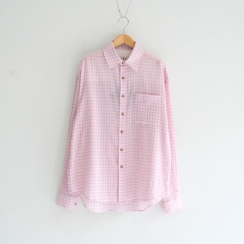 PREMIUM RONACHECK WRINKLE OVER SIZED SHIRTS / シャツ / LEMONADE PINK