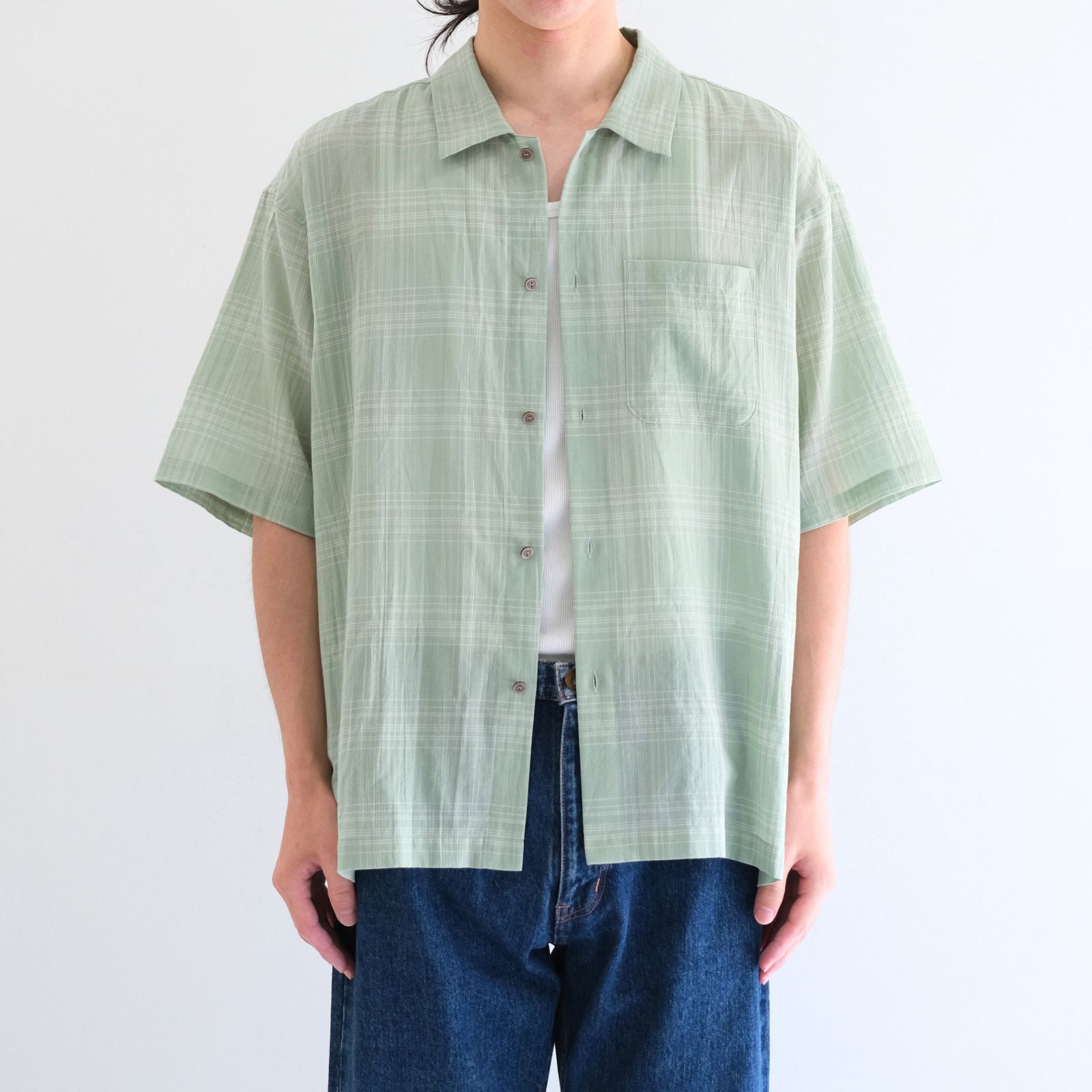 "MERCED" Sheer Through Shirt （MINT）