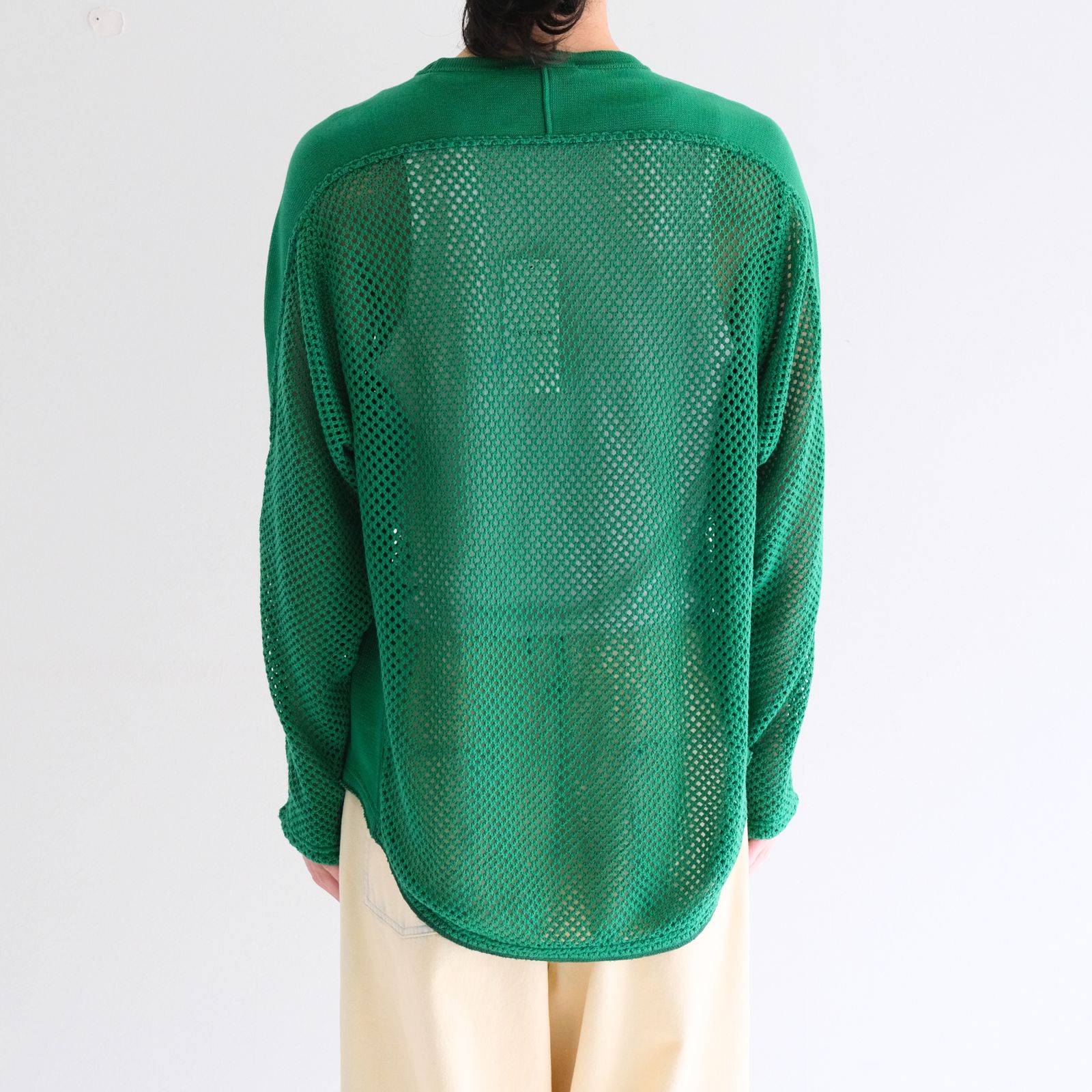 PRINTED FOOTBALL KNIT TEE - Mesh crochet - / プリントフットボールニットT- メッシュクロシェット -（Green）
