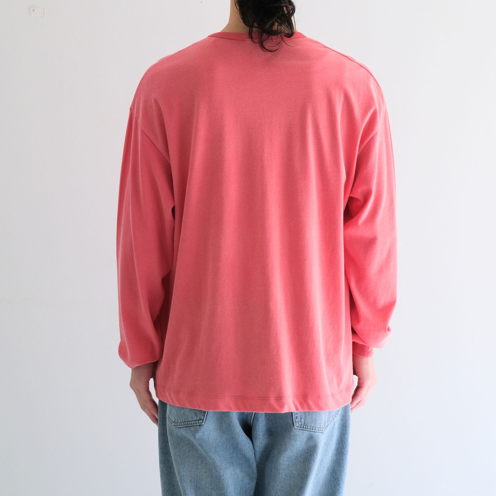 FADED TWIST TENJIKU HENLEY-NECK TOP / フェードツイスト天竺ヘンリーネックトップ（RED）