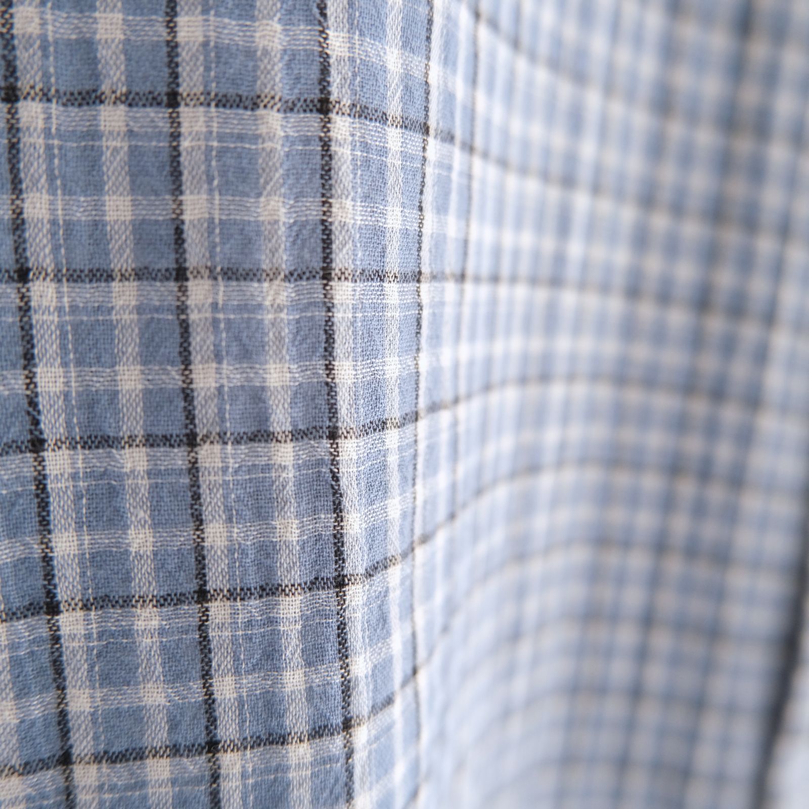 PREMIUM RONACHECK WRINKLE OVER SIZED SHIRTS / シャツ / LIGHT SKY BLUE