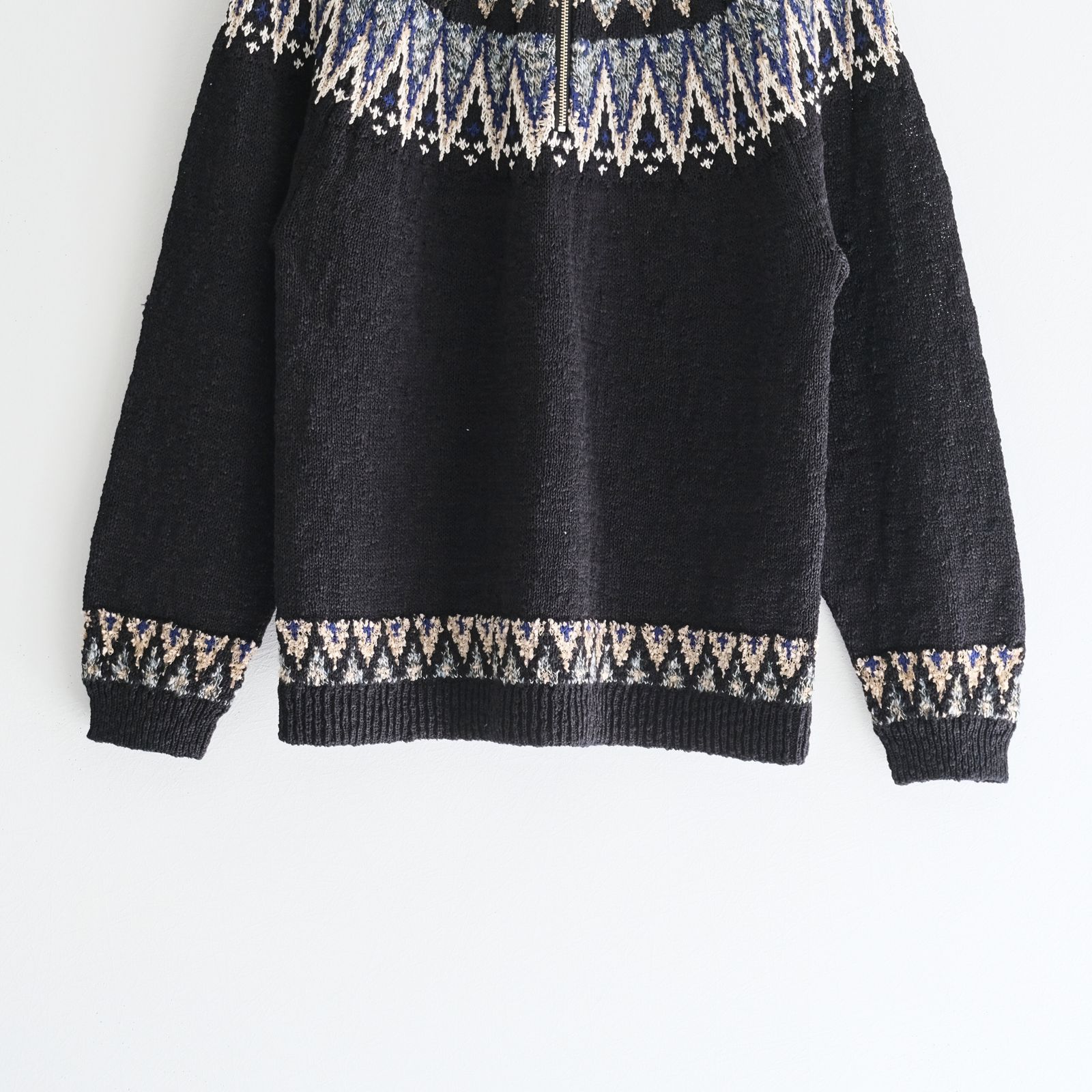 SUMMER NORDIC KNIT P/O / ニット / 擬麻コットン / BLACK